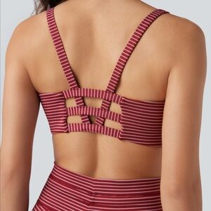 NWT: HALARA Crimson Rose Striped Sports Bra